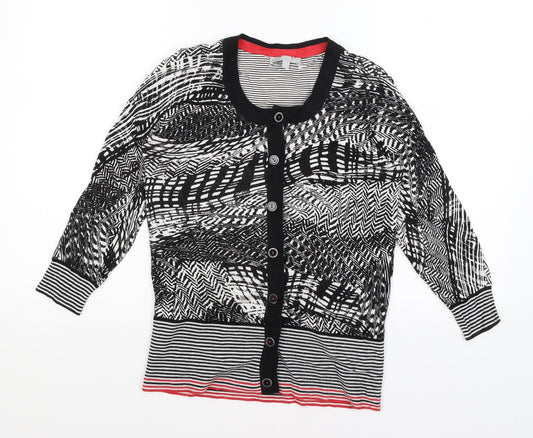 Per Una Womens Black Geometric  Cardigan Jumper Size 8