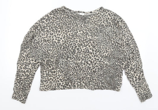 H&M Womens Beige Animal Print  Pullover Jumper Size XS