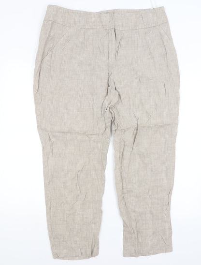 Front view of Autograph women’s beige trousers, size UK 18, 26-inch leg