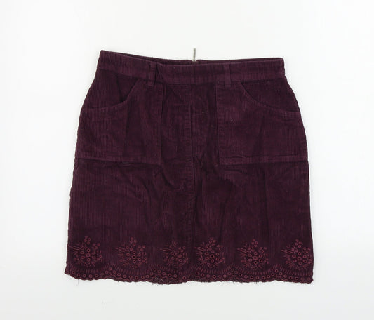 Falmer Heritage    Womens Purple Floral Corduroy A-Line Skirt Size 28 in