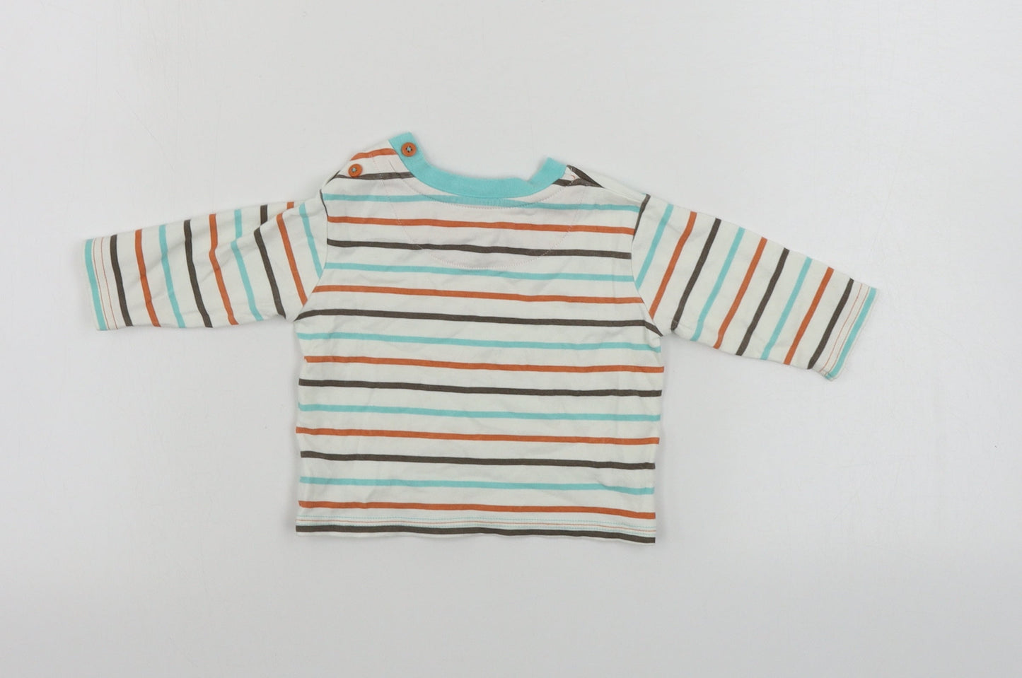 George  Boys Beige Striped  Basic T-Shirt Size 3-6 Months