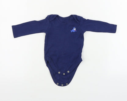 Additional front view of Tu boys’ blue babygrow one-piece, size 0-3, months