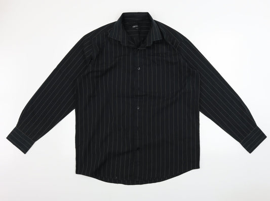 Cedar Wood State  Mens Black Striped   Button-Up Size 15