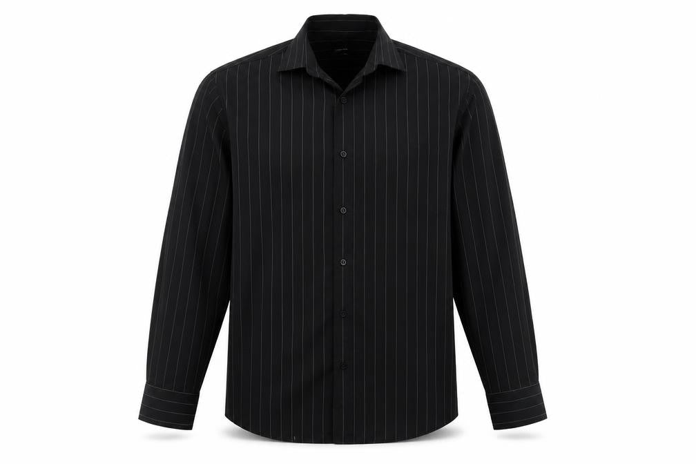 Cedarwood State Mens Black Striped Button-Up Size 15
