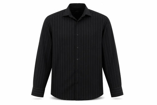 Cedarwood State Mens Black Striped Button-Up Size 15