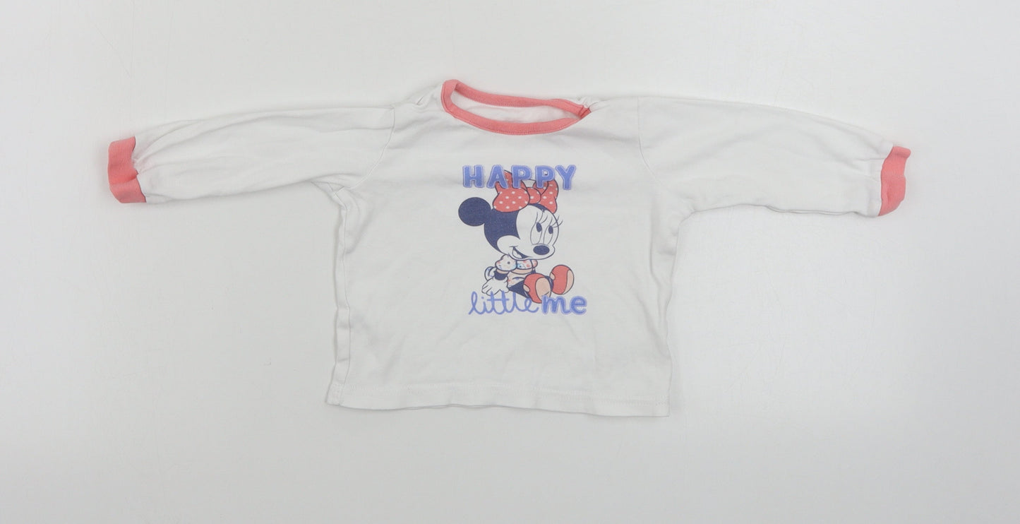 George  Girls White   Basic T-Shirt Size 12-18 Months  - Mickey mouse