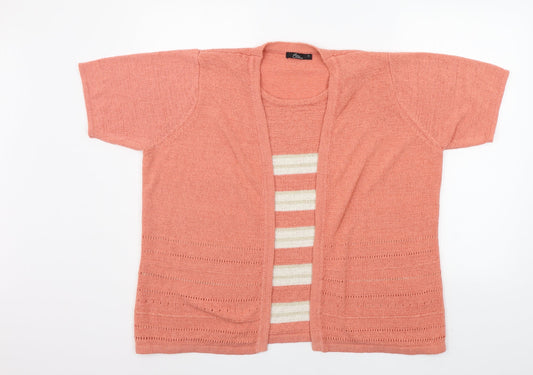 bm Collection Womens Orange Striped  Pullover Jumper Size XL