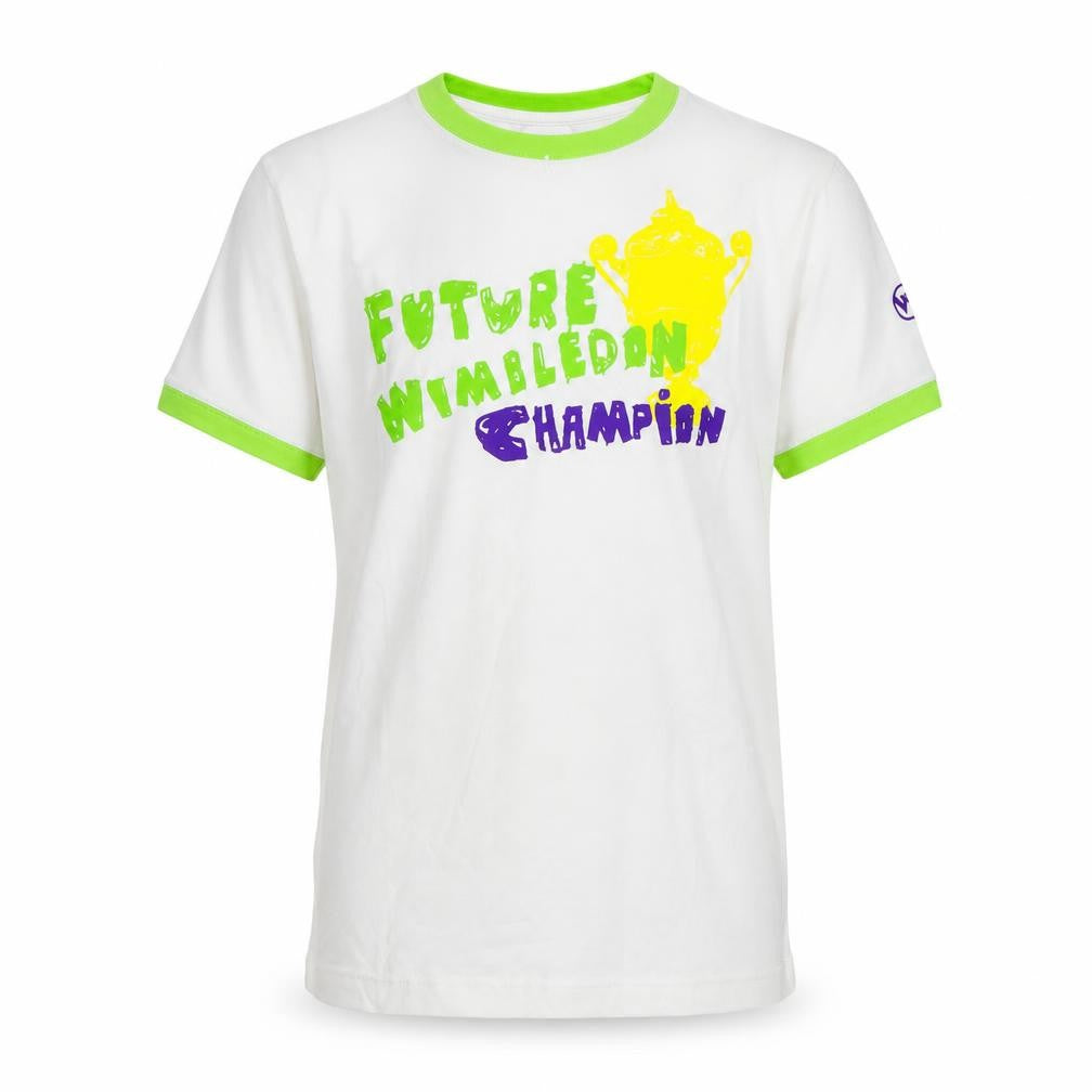 Wimbeldon Girls White Geometric  Basic T-Shirt Size 12-13 Years