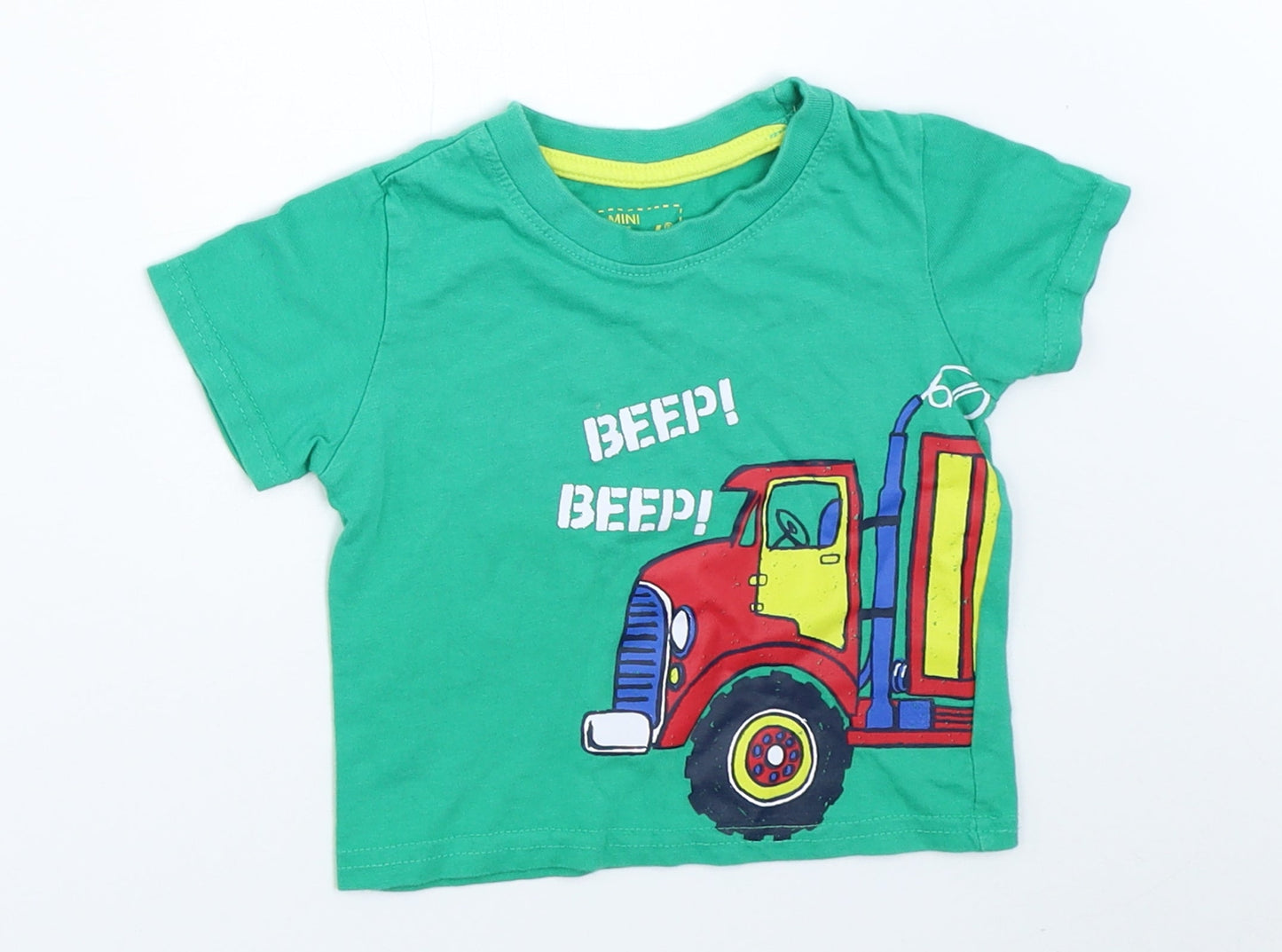 Mini Rebel Boys Green   Basic T-Shirt Size 9-12 Months