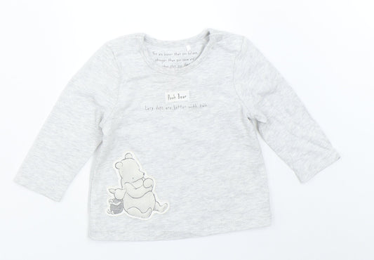 TU Baby Grey   Basic T-Shirt Size 3-6 Months  - Winnie The Pooh