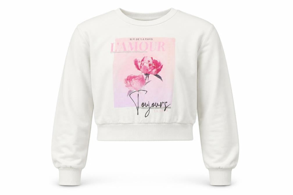 Select Girls White   Pullover Sweatshirt Size 10-11 Years