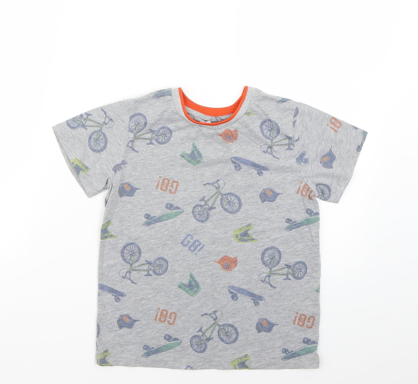 M&Co Boys Grey Geometric  Basic T-Shirt Size 7-8 Years