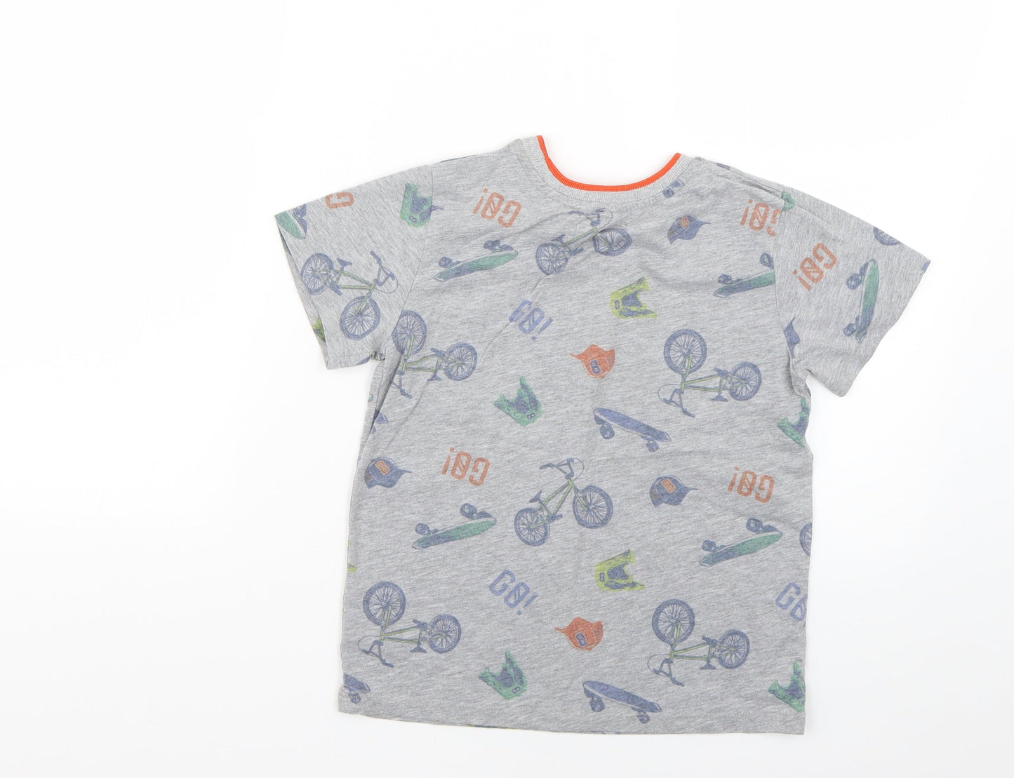 M&Co Boys Grey Geometric  Basic T-Shirt Size 7-8 Years