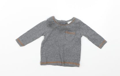Additional front view of Next Baby Grey Basic T-Shirt, size 0-3, Months