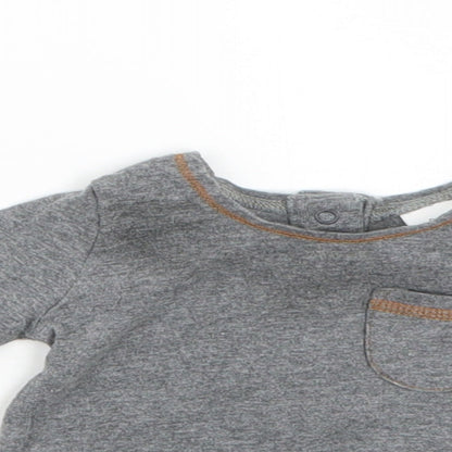 Close-up detail of Next Baby Grey Basic T-Shirt, size 0-3, Months