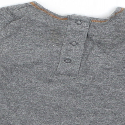 Brand and care label for Next Baby Grey Basic T-Shirt, size 0-3, Months