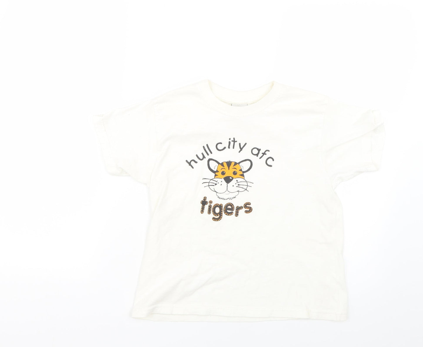 JERZEES Girls White Geometric  Basic T-Shirt Size 7-8 Years