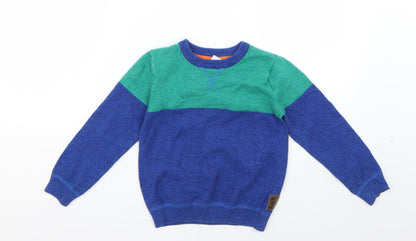 F&F Girls Multicoloured Colourblock  Pullover Jumper Size 5-6 Years