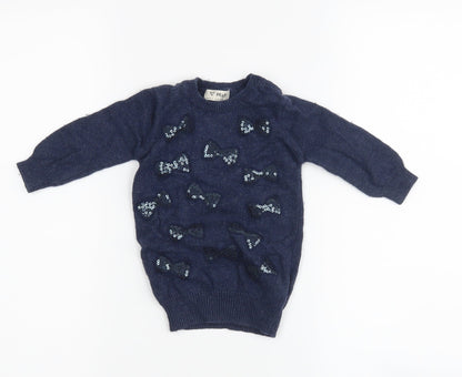 Additional front view of Next girls’ blue jumper, size 6-9, months