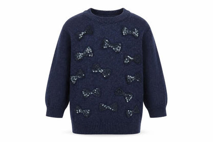 Front view of Next girls’ blue jumper, size 6-9, months