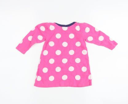 Back view of M girls’ pink polka dot basic casual, size 6-9, months