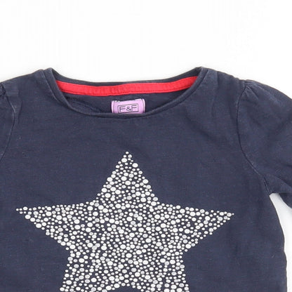 Close-up detail of F&F girls’ blue basic casual, size 12-18, months