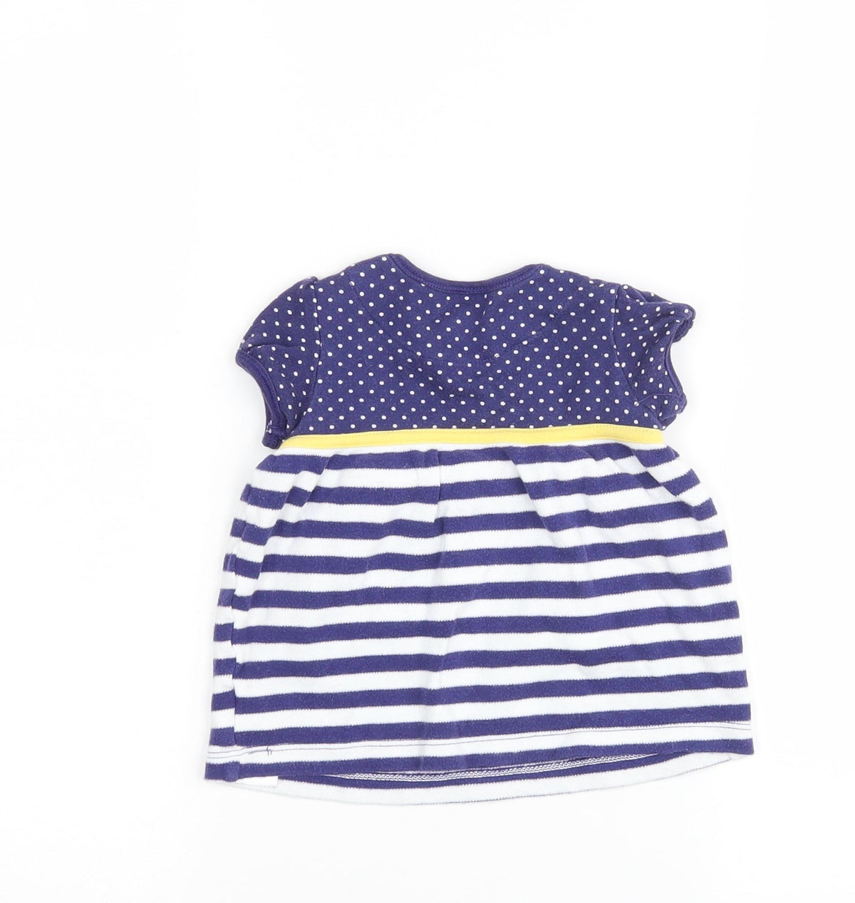 Back view of F&F girls’ blue striped basic casual, size 0-3, months