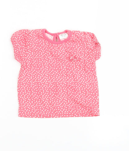 Additional front view of F&F girls’ pink polka dot basic t-shirt, size 3-6, months