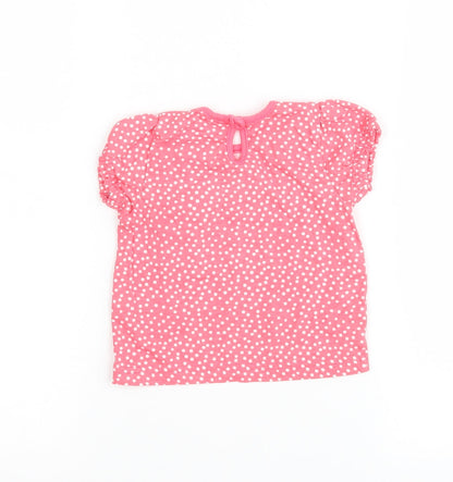 Back view of F&F girls’ pink polka dot basic t-shirt, size 3-6, months