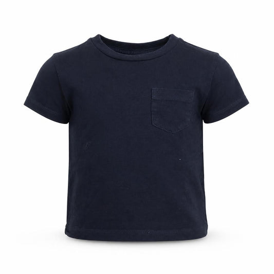 Front view of Next boys’ blue basic polo, size 3-6, months