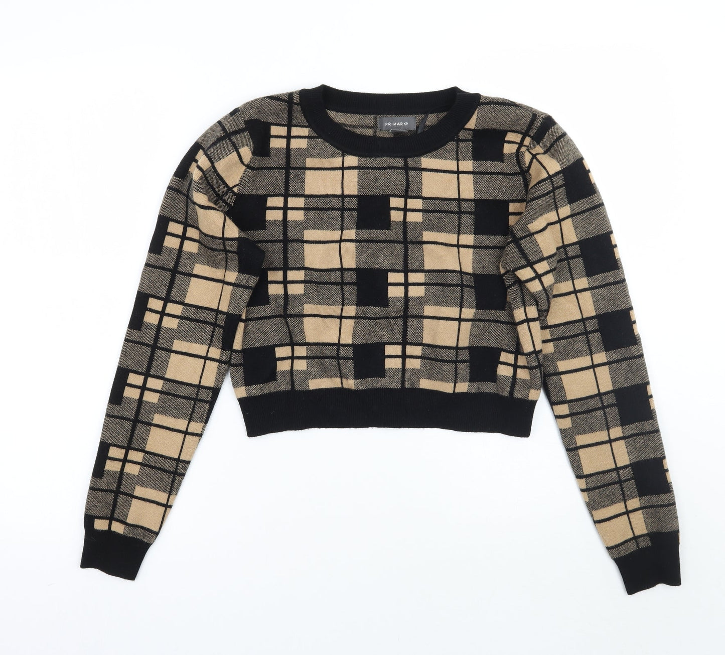 Primark Womens Beige Check  Pullover Jumper Size S