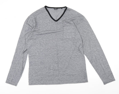 Additional front view of Autograph women’s grey striped basic blouse, size L