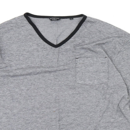 Close-up detail of Autograph women’s grey striped basic blouse, size L