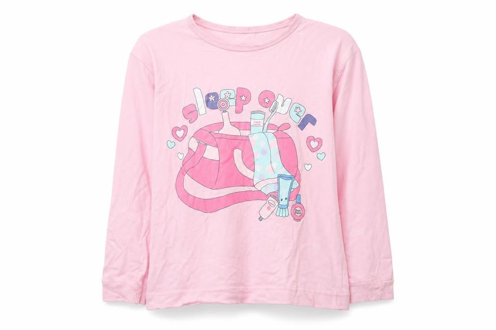 Preworn Girls Multicoloured Solid  Top Pyjama Top Size 7-8 Years  - SLEEPOVER