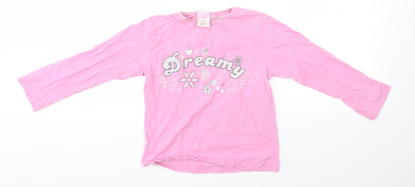 Preworn Girls Pink Solid  Top Pyjama Top Size 7-8 Years  - DREAMY