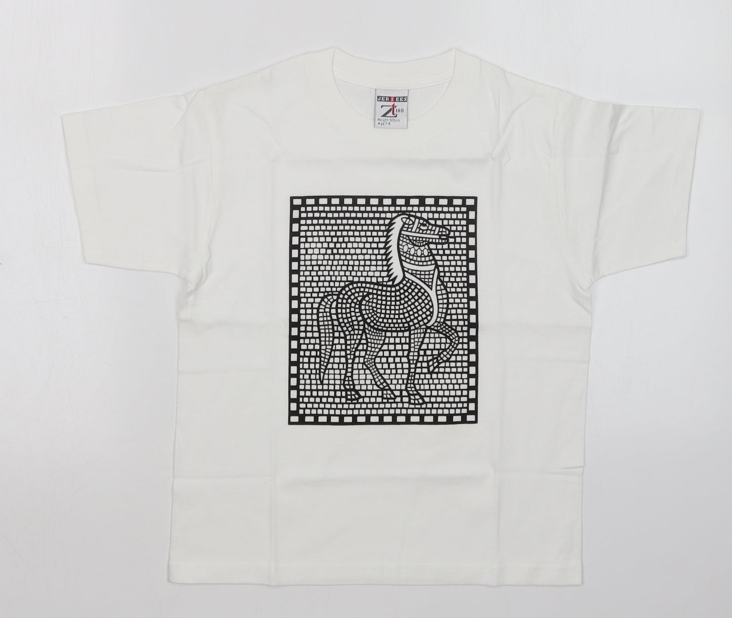 JERZEES Girls White   Basic T-Shirt Size 7-8 Years