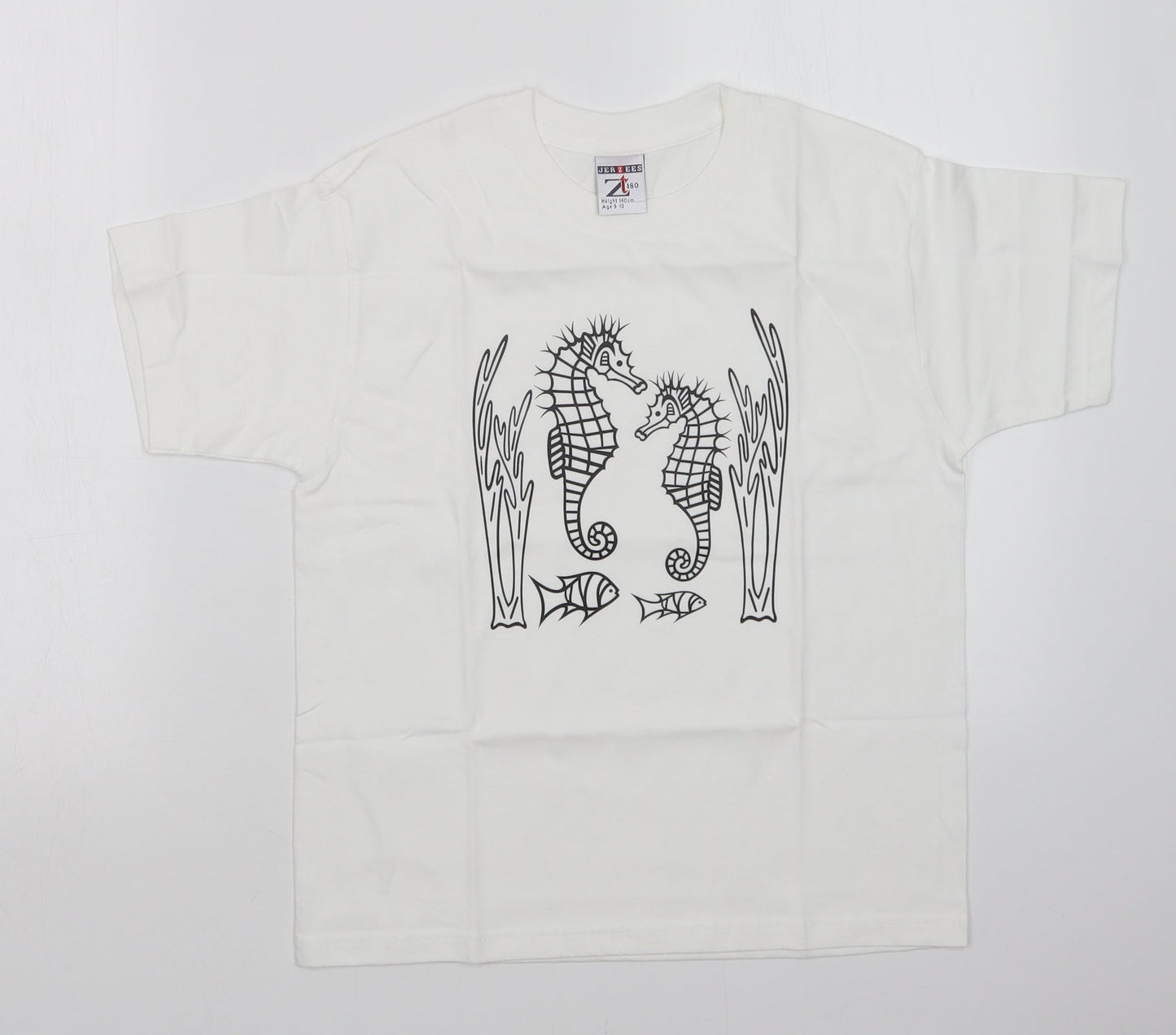 JERZEES Girls White   Basic T-Shirt Size 9-10 Years