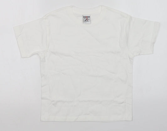 JERZEES Girls White   Basic T-Shirt Size 7-8 Years