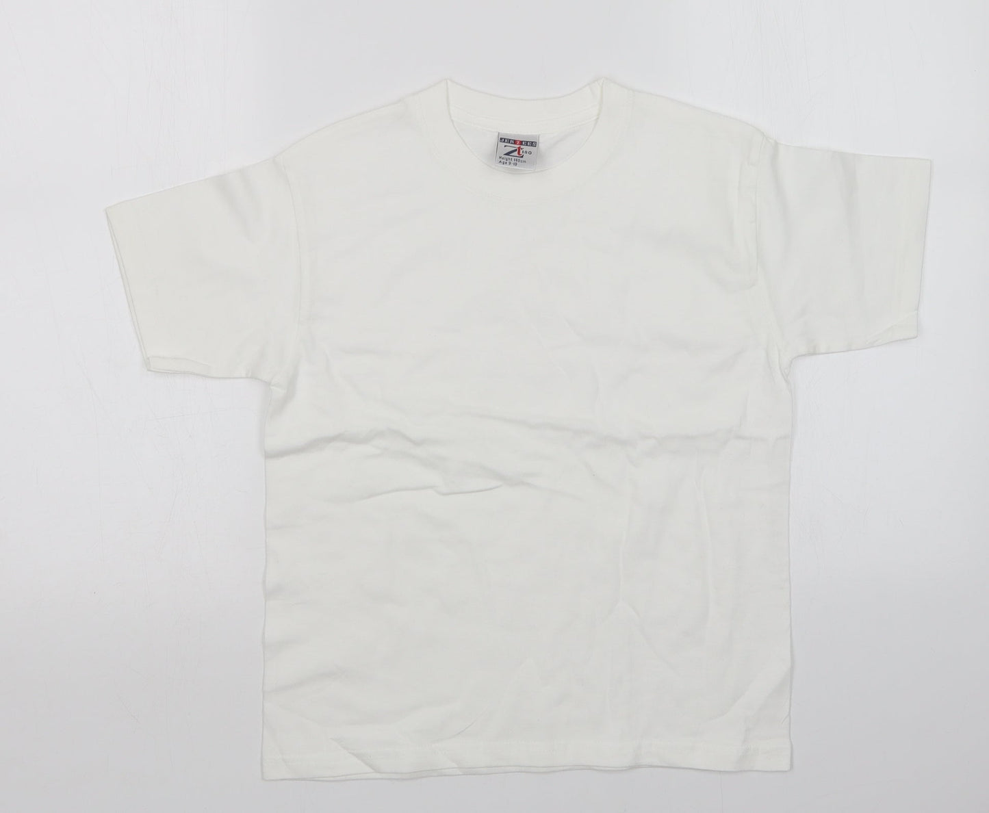 JERZEES Boys White   Basic T-Shirt Size 9-10 Years