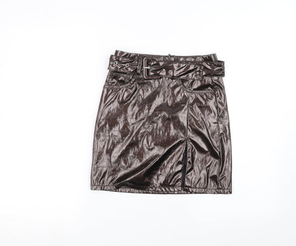 PRETTYLITTLETHING Womens Brown   Mini Skirt Size 4