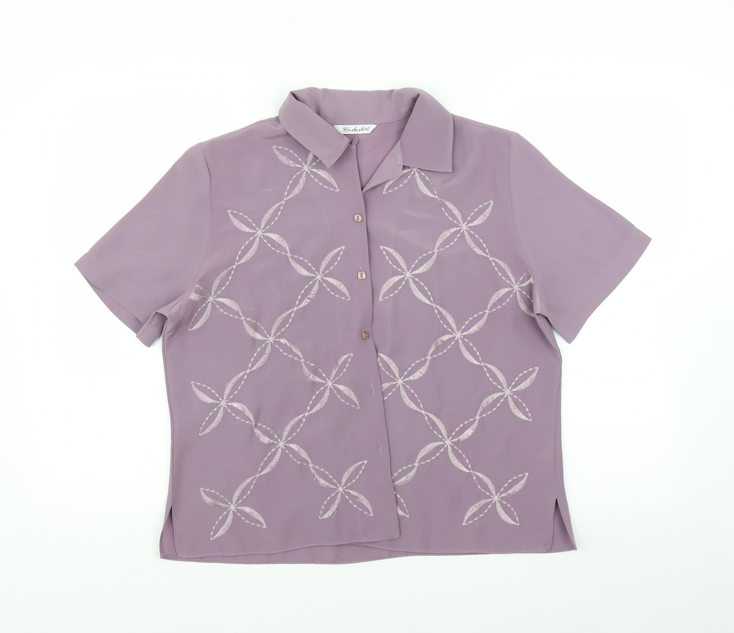 BERKETEX Womens Purple Floral  Basic Button-Up Size 14