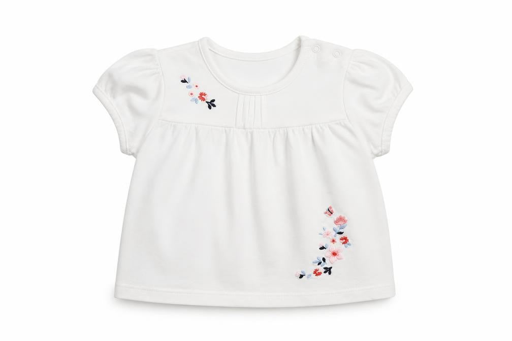 Nutmeg Girls White   Basic T-Shirt Size 3-6 Months