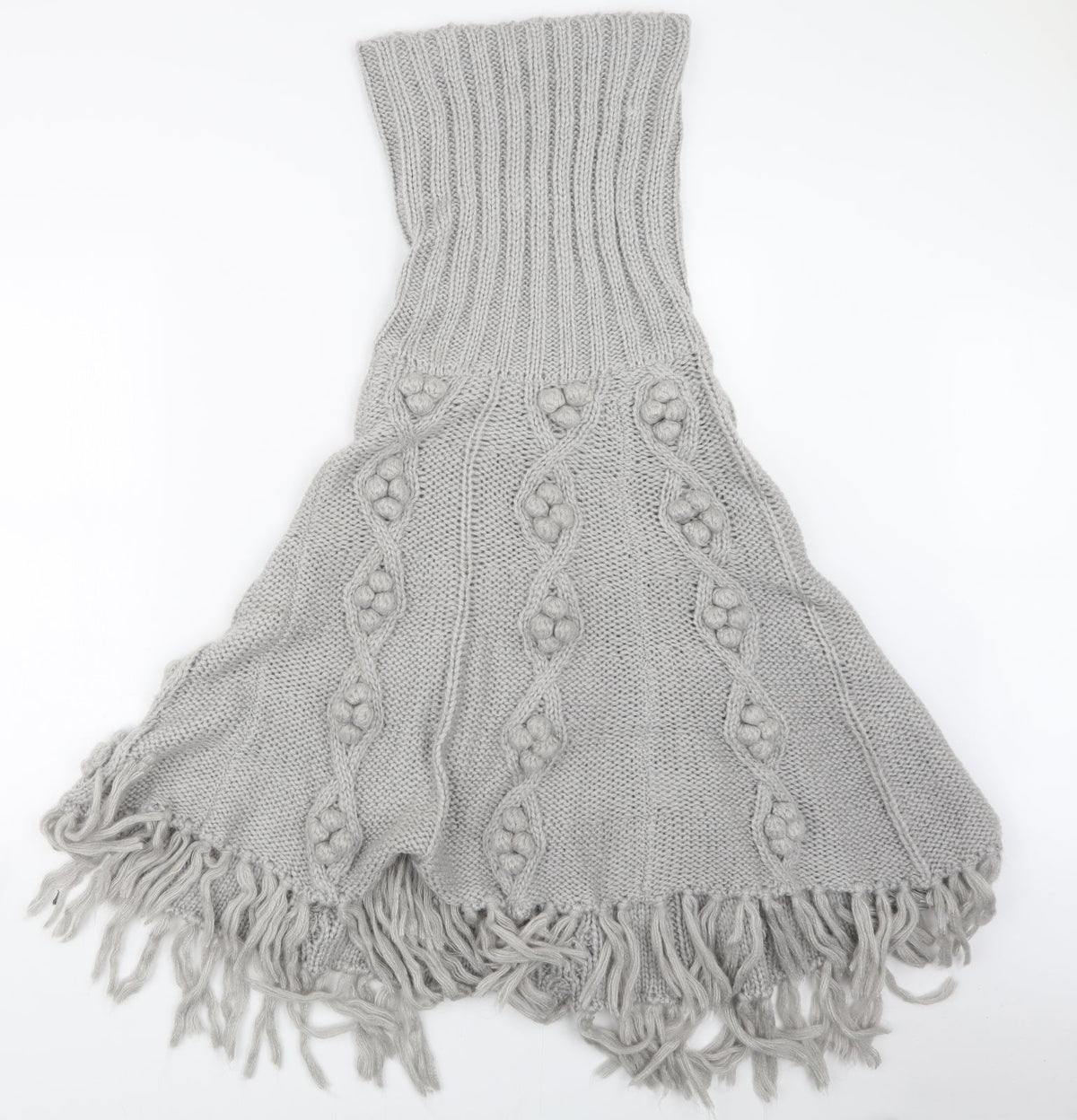 Additional front view of Papaya women’s grey knit jacket poncho, size L