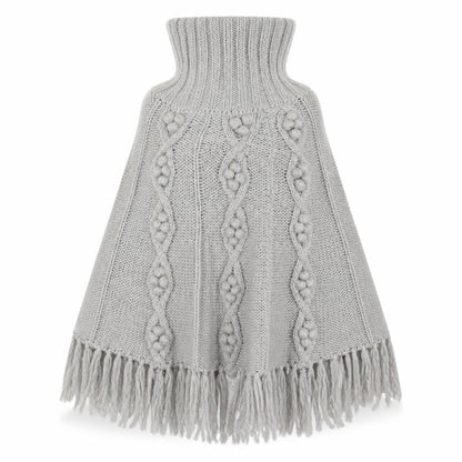Front view of Papaya women’s grey knit jacket poncho, size L
