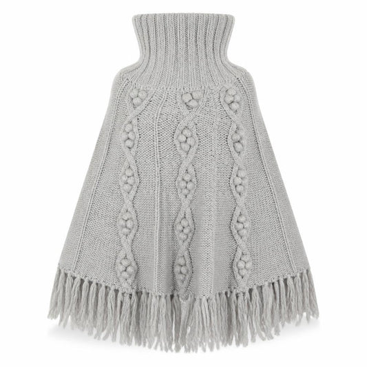 Front view of Papaya women’s grey knit jacket poncho, size L