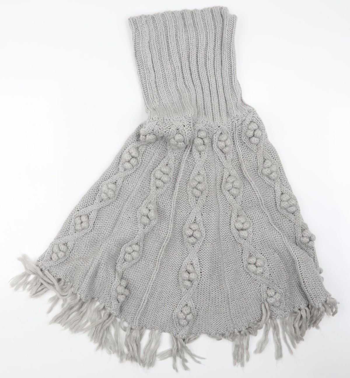 Back view of Papaya women’s grey knit jacket poncho, size L