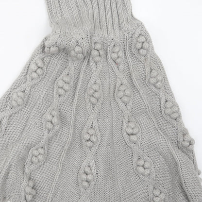 Brand and care label for Papaya women’s grey knit jacket poncho, size L