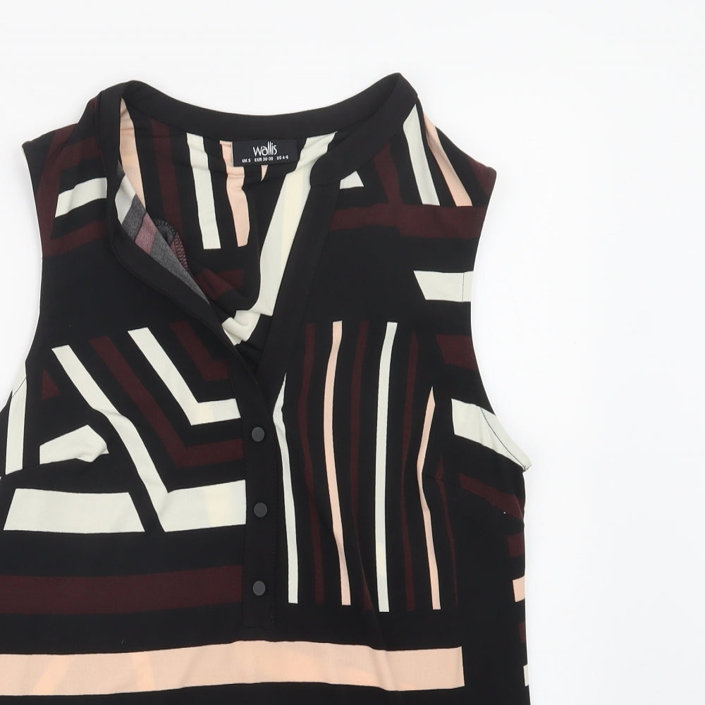 Wallis Womens Black Geometric  Basic Blouse Size S