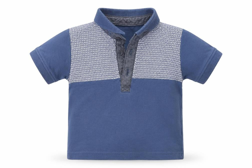 Matalan Boys Blue Geometric  Basic Polo Size 6-9 Months