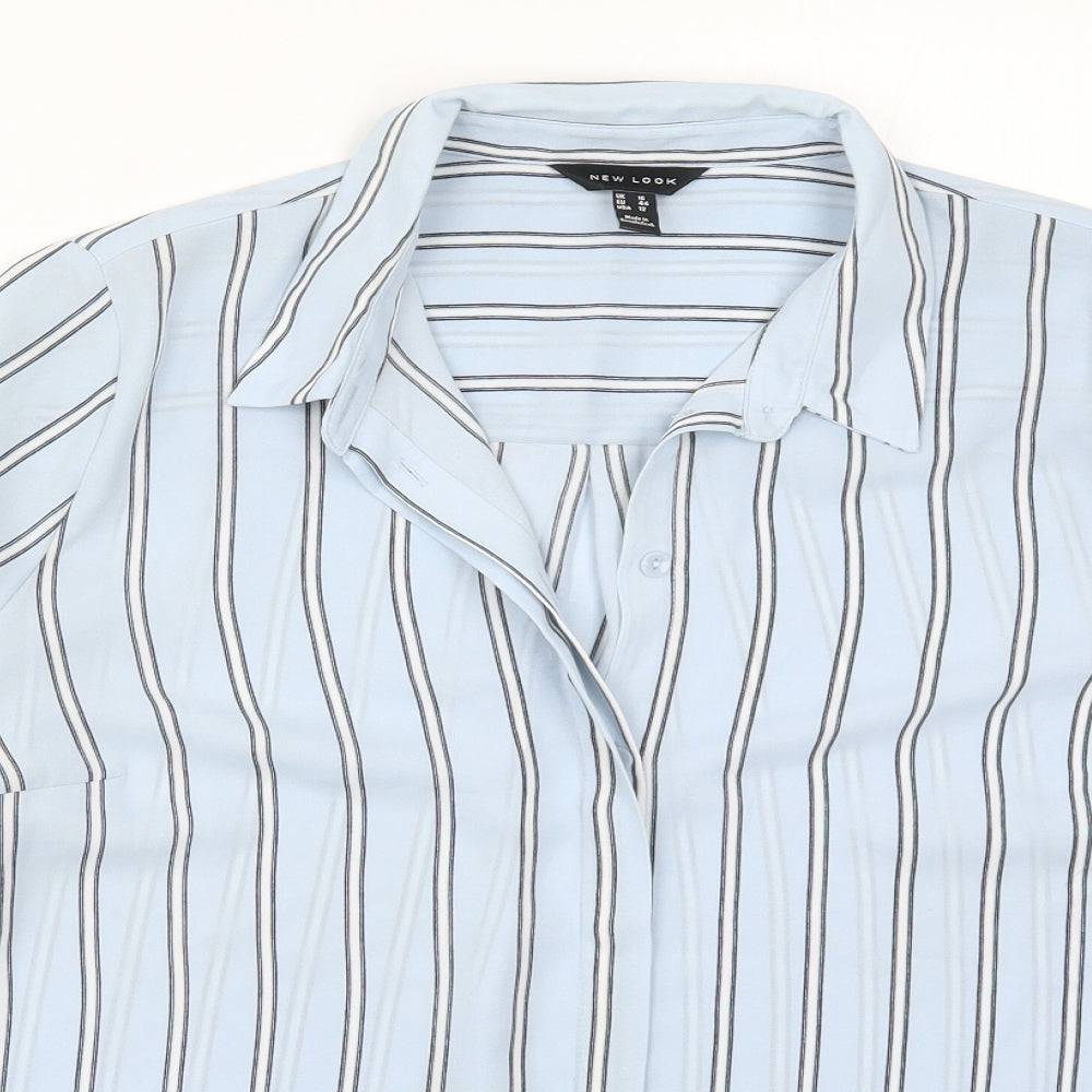 New Look Womens Blue Striped  Basic Button-Up Size 16